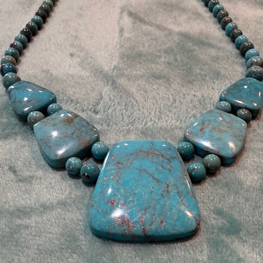 Jay King Spiderweb Turquoise Statement Necklace – Sterling Silver – NEW ✨(191)